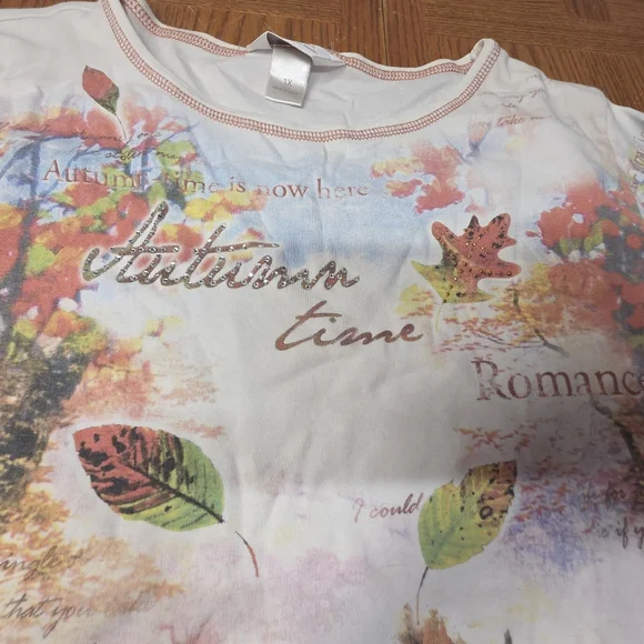 C J Banks 3/4 Sleeve Top Autumn Time Romance Plus Size 1X - Picture 3 of 10